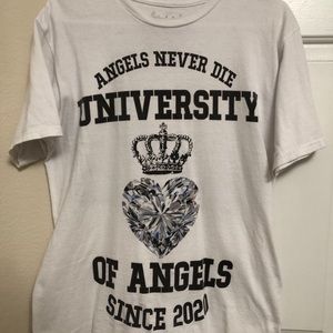 Angels Never Die University 999 White Tee